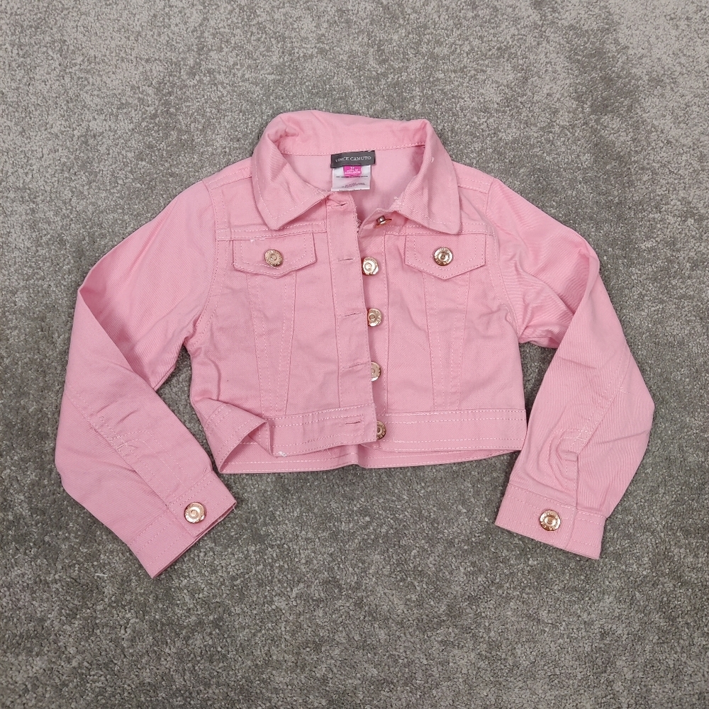 Vince Camuto Girls Pink Denim Jacket Size 3T Barbiecore 100% Cotton